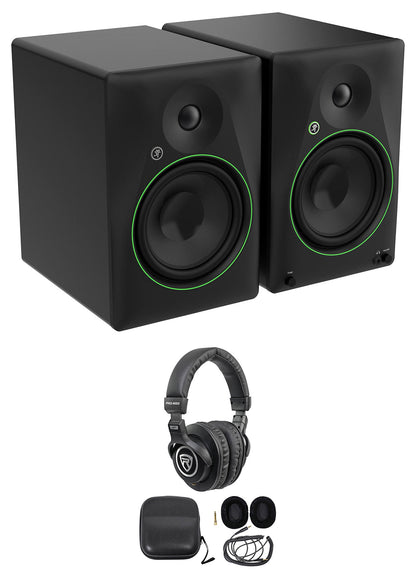 Pair Mackie CR8BT 8" Powered Studio Monitors Speakers w/ Tone Control+Headphones