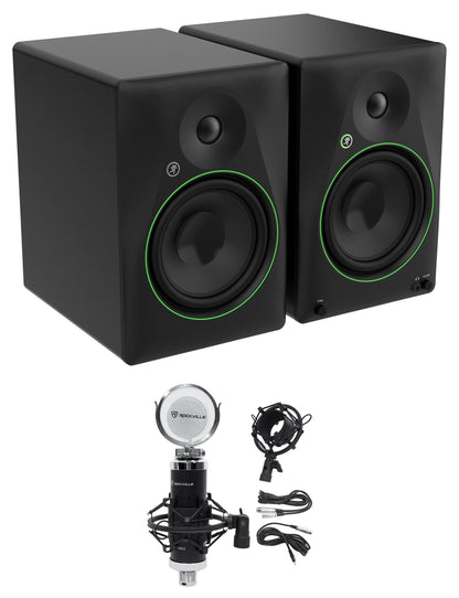 (2) Mackie CR8BT 8" Powered Studio Monitors w/ Tone Control+Recording Microphone