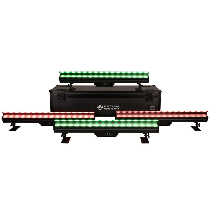 American DJ ADJ ElectraPix Bar 16 Pak (4) DMX RGBAL+UV Bar Lights w/ Flight Case