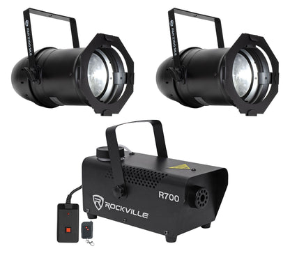 (2) Par Z100 5K2 100W Cool White COB LED DMX Par Can Lights + R700 Fogger