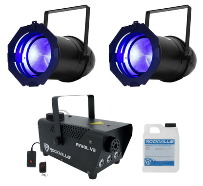 (2) Par Z150 RGBA 150W RGBA LED DMX Par Can Lights + R720L V2 LED Fogger
