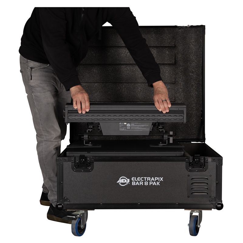 American DJ ADJ ElectraPix Bar 8 Pak (6) DMX RGBAL+UV Bar Lights w/ Flight Case
