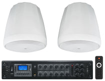 C60PS/T-WH Pendant Subwoofer Pair with RCS350-6 6-Zone Amplifier