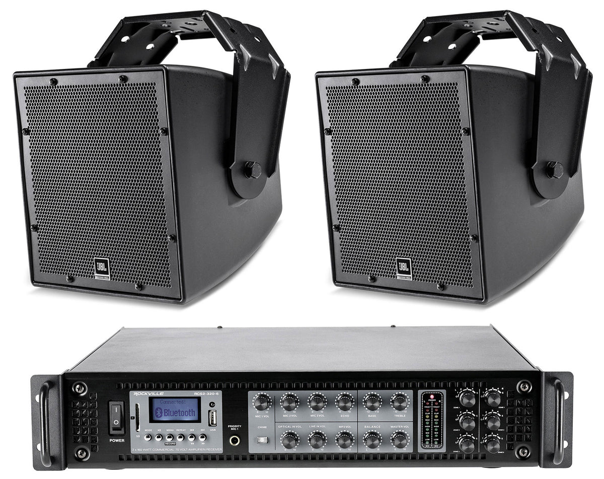 AWC62-BK 6.5" Indoor/Outdoor Speaker Pair with 320W 6-Zone Amplifier