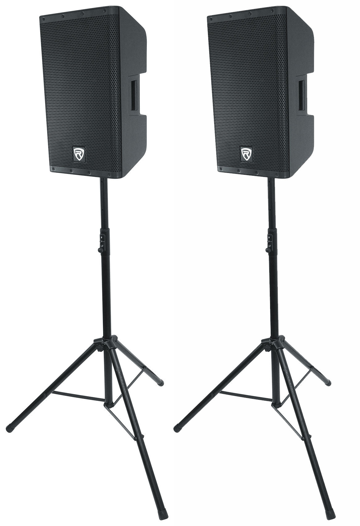 2 Rockville RVSS3 V2 Tripod Push Button DJ PA Speaker Stands+Air Assist Lowering