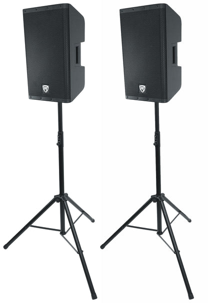 2 Rockville RVSS3 V2 Tripod Push Button DJ PA Speaker Stands+Air Assist Lowering