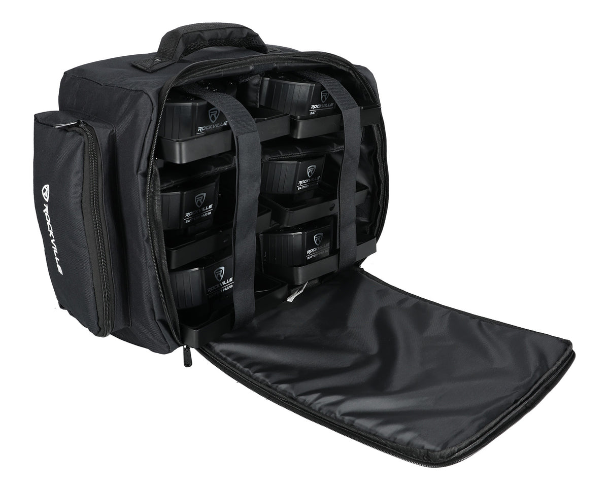 (6) RockWedge LED RGBWA+UV White Wireless DMX Battery Lights+Backpack