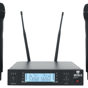 Rockville RWM-DSP-H2 Wireless Dual Handheld UHF 200 Ch. Microphone System w/DSP