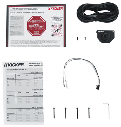 Kicker 51LX16501 1650w Mono Car Amplifier w/Smart Bass Class D Sub Amp LX1650.1