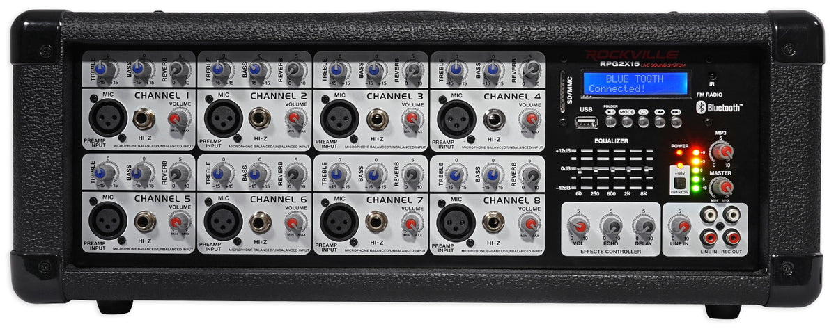 Rockville RPG2X15 BOX 1 15” 1400 Watts ABS molded DJ PA Passive Speaker+Mixer+Stand+(2) Microphones+Cables