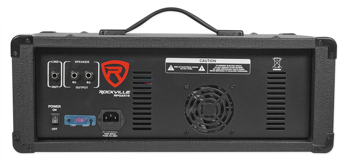 Rockville RPG2X15 BOX 1 15” 1400 Watts ABS molded DJ PA Passive Speaker+Mixer+Stand+(2) Microphones+Cables