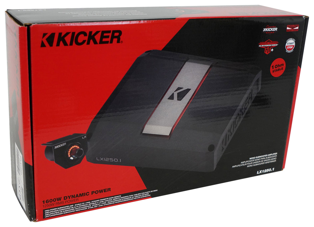 Kicker 51LX12501 1250w Mono Car Amplifier w/Smart Bass Class D Sub Amp LX1250.1