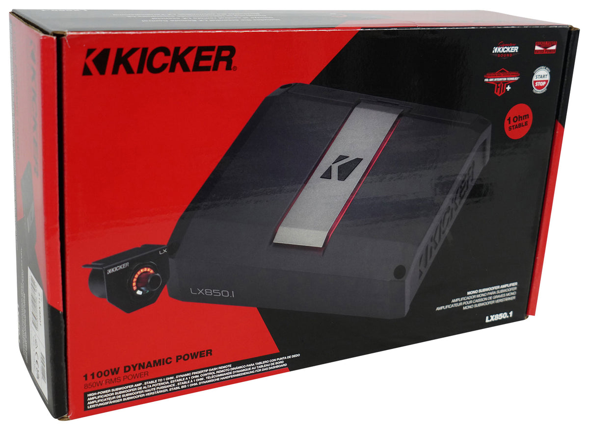 Kicker 51LX8501 850w Mono Car Amplifier w/Smart Bass Class D Sub Amp LX850.1