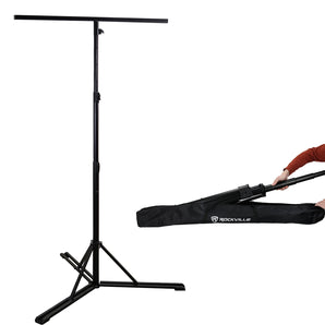 Rockville RLS4 11.5 Ft All-Metal Lighting T-Bar Stand w/Flat-Base Legs+Carry Bag