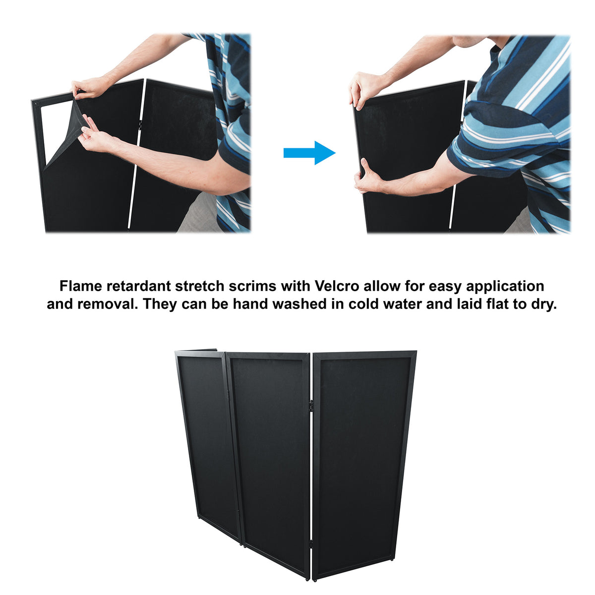 Rockville RFSSB Black DJ Event Facade 80" x 44" Steel Frame Booth+Bag+Scrims
