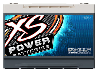 XS Power D3400R 12V 2500-4000W Range AGM Battery with M6 Terminal Bolt-Max 3300A