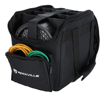 (6) RockWedge LED White RGBWA+UV Rechargeable Wireless DMX Lights+Bag