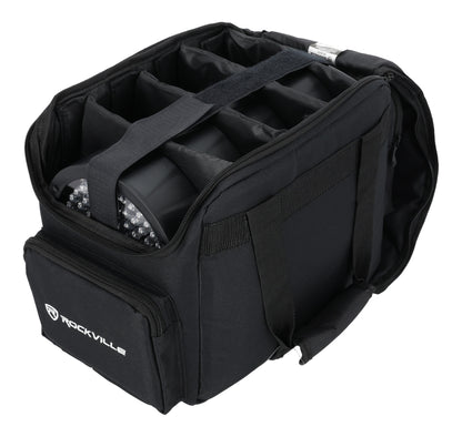 (6) RockWedge LED White RGBWA+UV Rechargeable Wireless DMX Lights+Bag