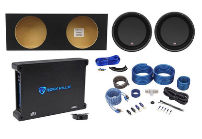 (2) MTX 3512-04S 12" 1200w Shallow Subwoofers+Sealed Slim Box+Amplifier+Wires
