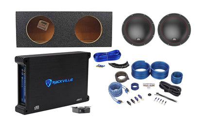 (2) MTX 5510-22 10" 1600w Car Subwoofers+Sealed Sub Box+Mono Amplifier+Amp Kit