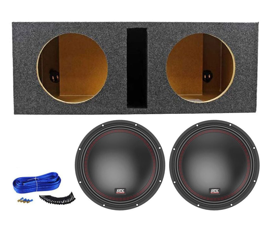 (2) MTX 5510-22 10" 1600 Watt DVC 2-ohm Car Subwoofers+Vented Sub Box Enclosure