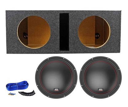 (2) MTX 5510-22 10" 1600 Watt DVC 2-ohm Car Subwoofers+Vented Sub Box Enclosure