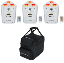 (3) RF WEDGE WHITE RGBWA+UV Battery Wireless DMX Up Lights+Remotes+Bag