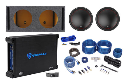 2) MTX 5512-22 12" 1600w Car Subwoofers+Sealed Sub Box+Mono Amplifier+Amp Kit