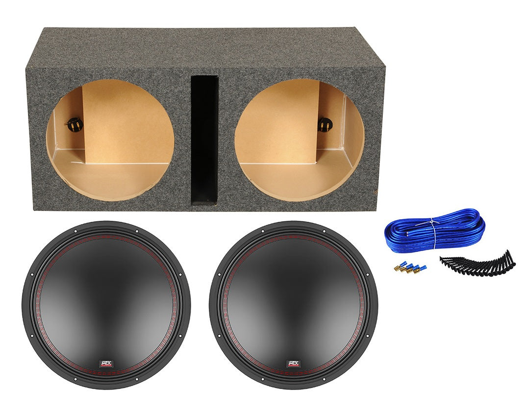 MTX 5515-22 15" 800 Watt DVC 2-ohm Car Audio Subwoofer+Vented Sub Box Enclosure