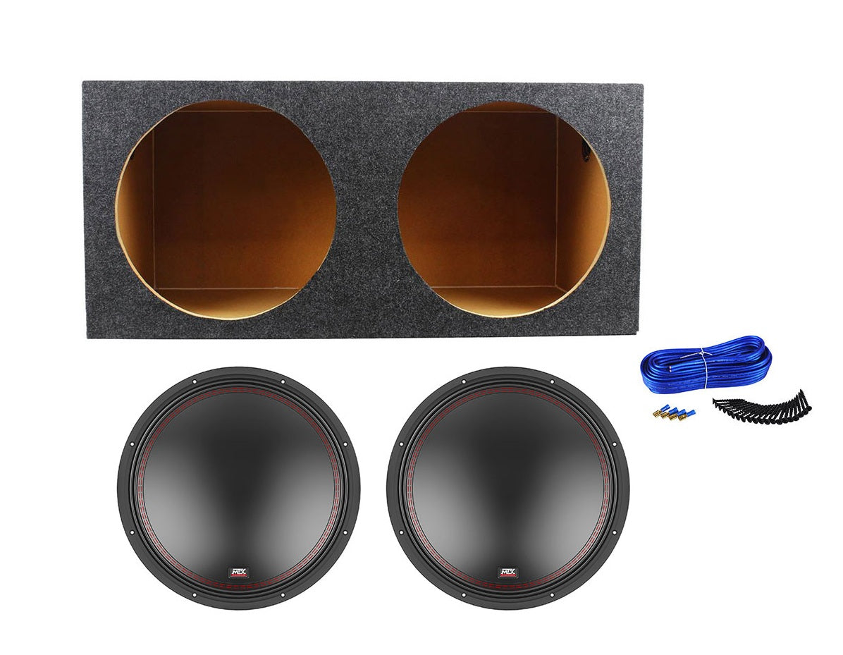 5515-44 Pair 15-Inch Car Subwoofers with RD15 Sealed Enclosure and K2 Install Kit
