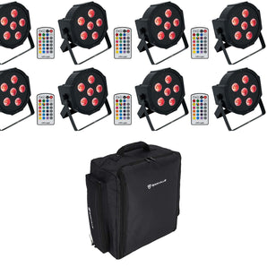 8 Rockville BATTERY PAR 6RF Rechargeable Wireless DMX Lights+RF Remotes+Backpack