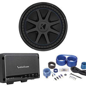 Kicker 44CVX154 Comp VX CVX 15" 2000w Car Subwoofer+Rockford Amplifier+Amp Kit