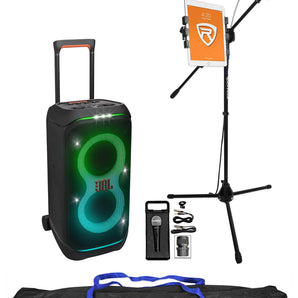 JBL PartyBox Stage 320 LED Karaoke Machine System w/Microphone+Tablet/Mic Stand