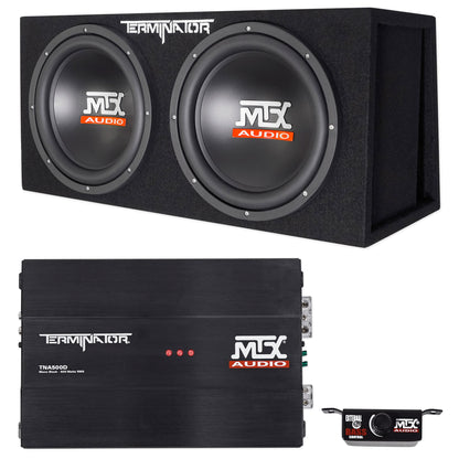 MTX Terminator TNP212DV 500w (2) 12” Subwoofers+Vented Sub Box+Amplifier+Rockmat