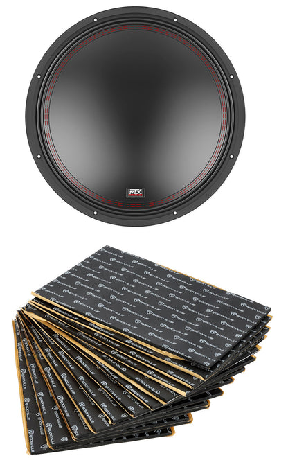 MTX 5515-44 15" 800 Watt DVC 4-ohm Car Audio Subwoofer+Rockmat Sound Deadener