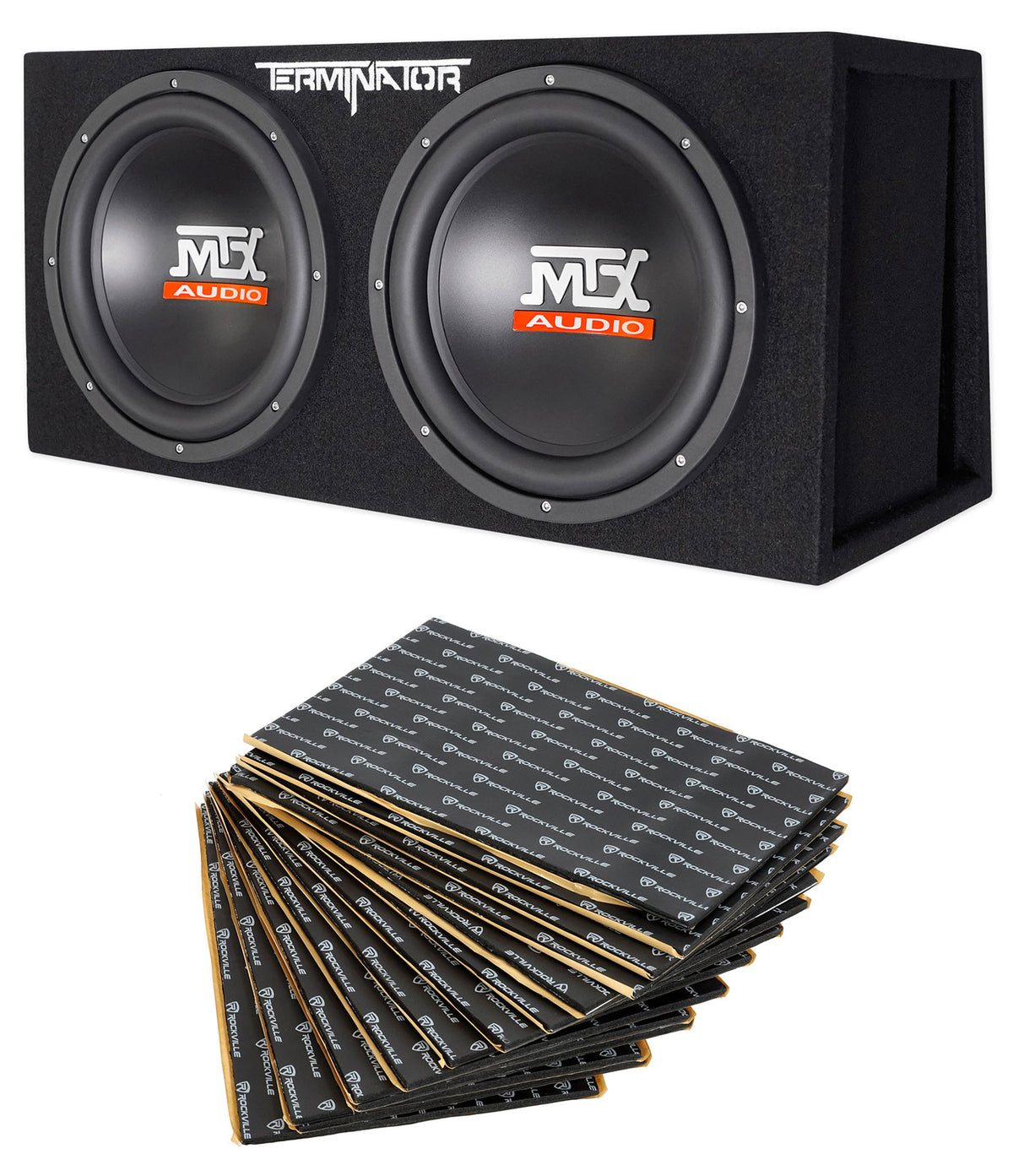 MTX Terminator TNE212DV 1000 Watt RMS Dual 12"" Subwoofers+Vented Sub Box+Rockmat