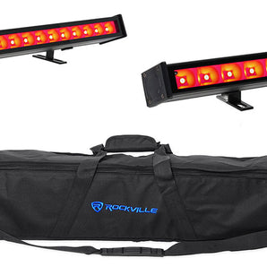 (2) Rockville APP BAR 24 Waterproof Outdoor/Indoor DJ Wash Light Bar+Remotes+Bag