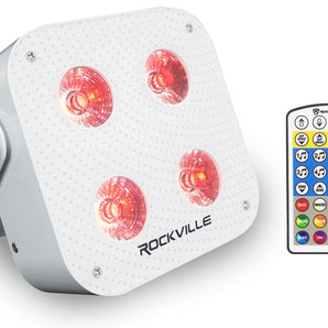 Rockville MINI IR4 White Par Wash Up Light with IF Remote, APP Control, Wireless DMX