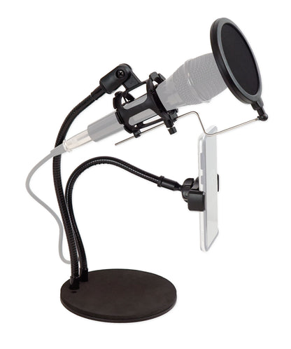 Technical Pro LiveShow2M Zoom Stream Broadcast Podcast Stand w/Phone+Mic Holder