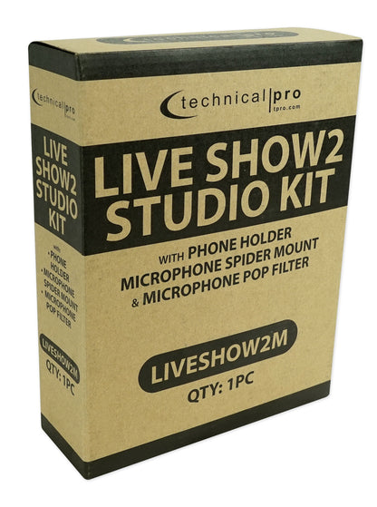 Technical Pro LiveShow2M Zoom Stream Broadcast Podcast Stand w/Phone+Mic Holder