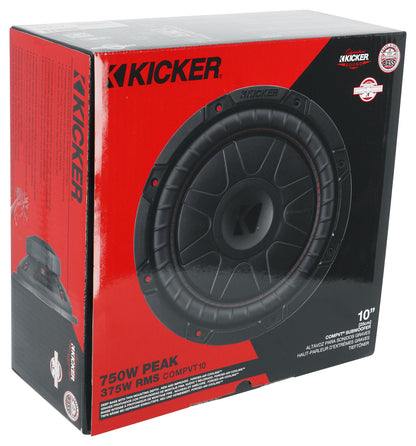Kicker 52CVT104 CVT10 COMPVT 10" 750w Subwoofer 4-Ohm SVC Car Audio Sub CVT104
