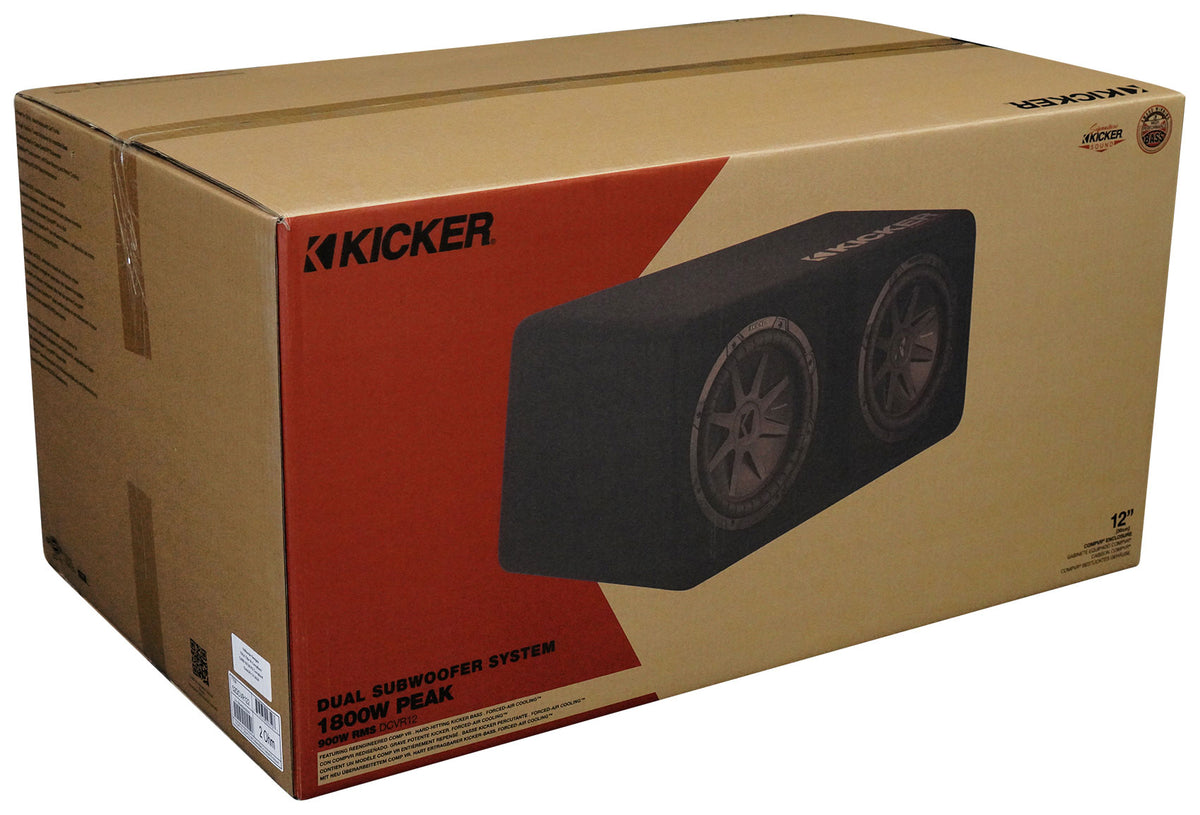 Kicker 52DCVR122 DCVR 12" Dual Subwoofers+Vented Sub Box Enclosure 2-ohm DCVR122