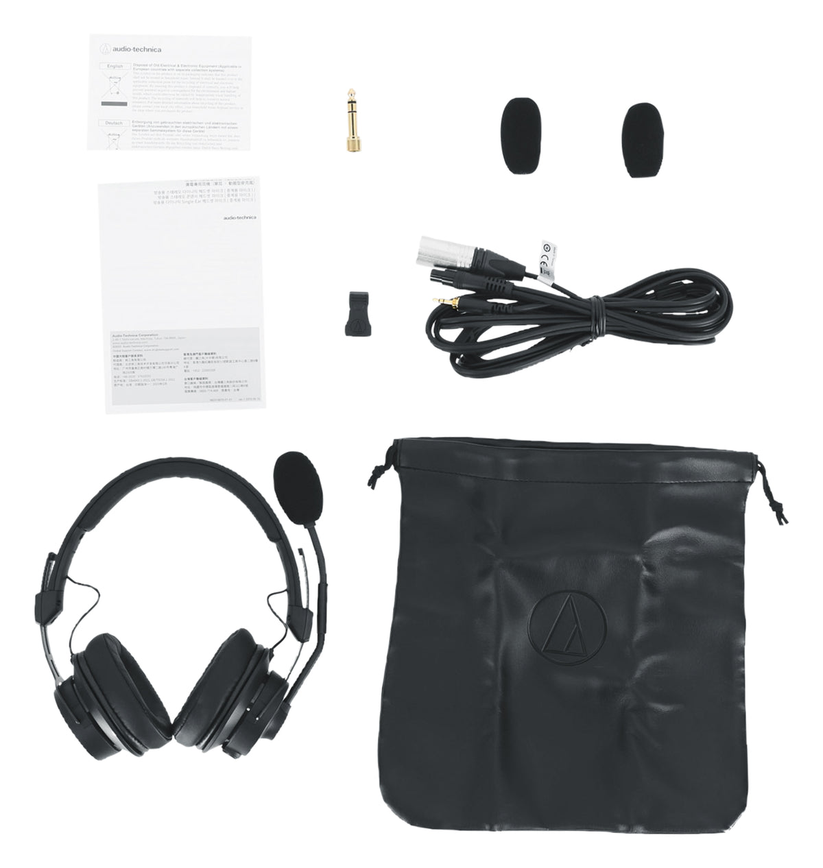 Audio-Technica BPHS2CA Broadcast Stereo Headset with Condenser Mic, 45mm Drivers