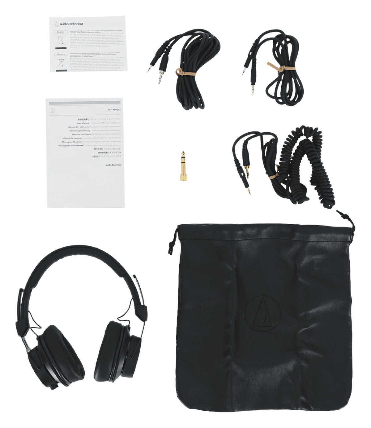 Audio-Technica ATH-M60XA Closed-Back On-Ear Headphones with Detachable Cables