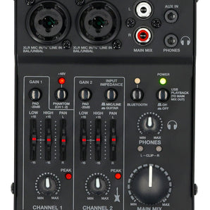 Rockville RockMix 2BT 2 Channel USB Interface Mixer, 2-way Bluetooth For Podcast