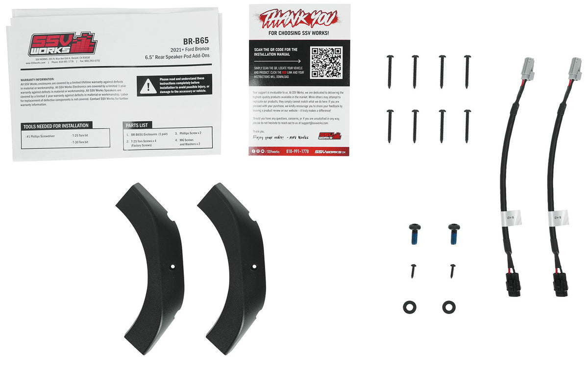 220-BR-B65U 6.5" Unloaded Rear Speaker Pods