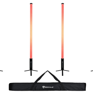 Rockville 4x ROCK SABER 23 Hour Battery DJ/Stage Tube Lights/Wireless DMX+Bag