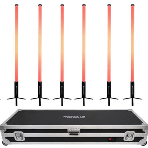 Rockville 8x ROCK SABER Battery DJ/Stage Tube Lights/Wireless DMX+Charging Case