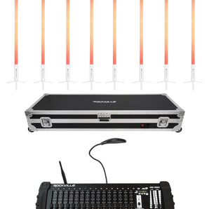 Rockville 8x ROCK SABER Battery DJ Tube Lights+Charge Case+Wireless DMX Control