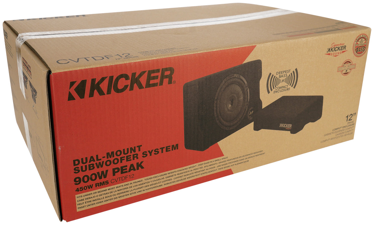 Kicker 52CVTDF122 CVTDF 12" Subwoofer in Down Firing Sub Box Enclosure 2-Ohm